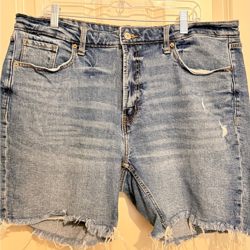 Old Navy High Rise Light Blue Distressed Jean Shorts 18